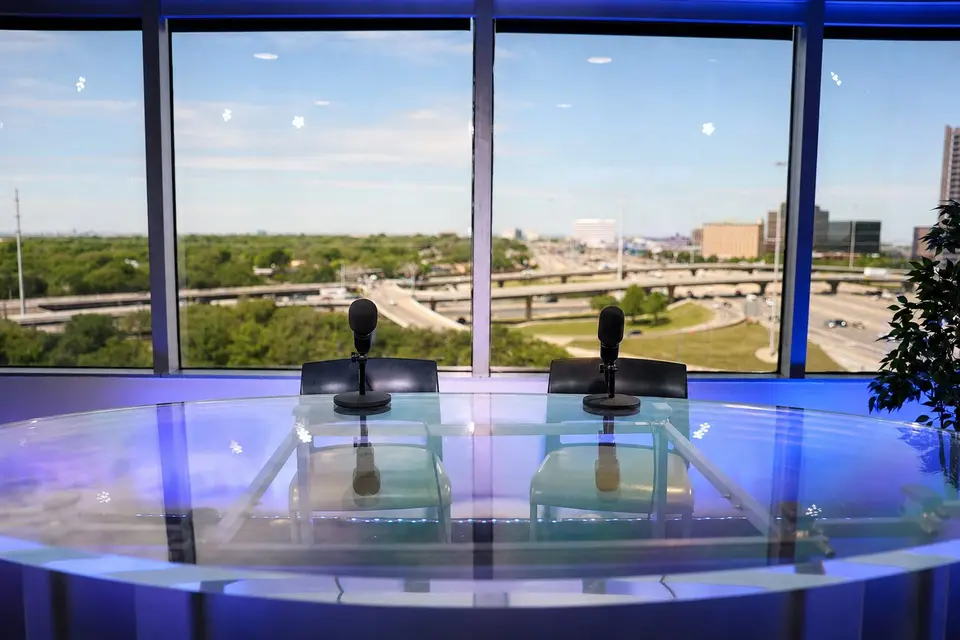 Legal professional recording a video podcast in an RNCN newscast studio