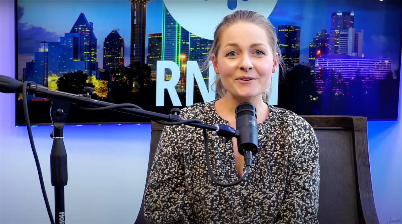 Sarah hosting a podcast in our Southlake Studio - RNCN
