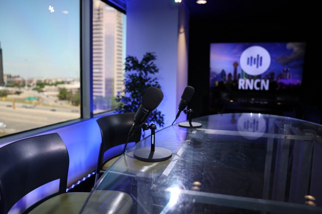 Newscast Studio 2 Set Angle — Newscast Podcast Studio, Dallas TX