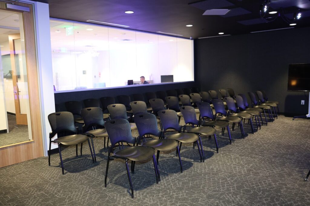 Wide Audience Seating — Talk Show Podcast Studio, Dallas TX